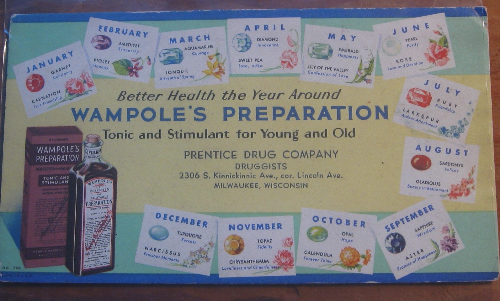 Vintage Blotter Wampole's Preparation Tonic & Stimulant pre 1906 PFD Act Vintage Blotter Wampole's Preparation Tonic & Stimulant pre 1906 PFD Act