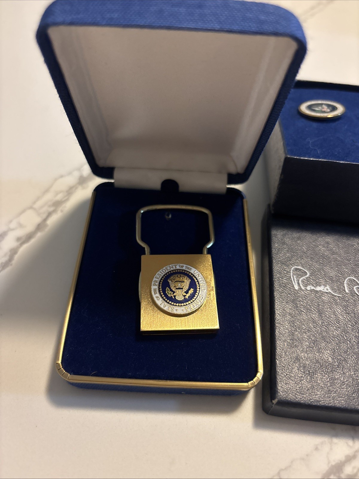 Rare President Ronald Reagan Engraved Key Ring with Gift Box Rare President Ronald Reagan Engraved Key Ring with Gift Box
