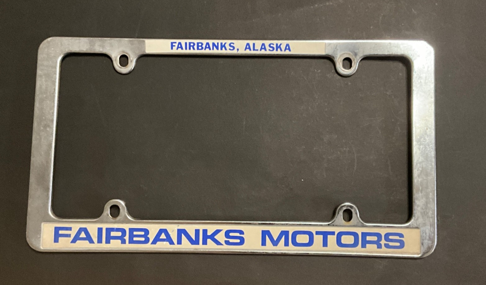 Fairbanks Motors License Plate Frame Vintage Alaska Dealership Fairbanks Motors License Plate Frame Vintage Alaska Dealership