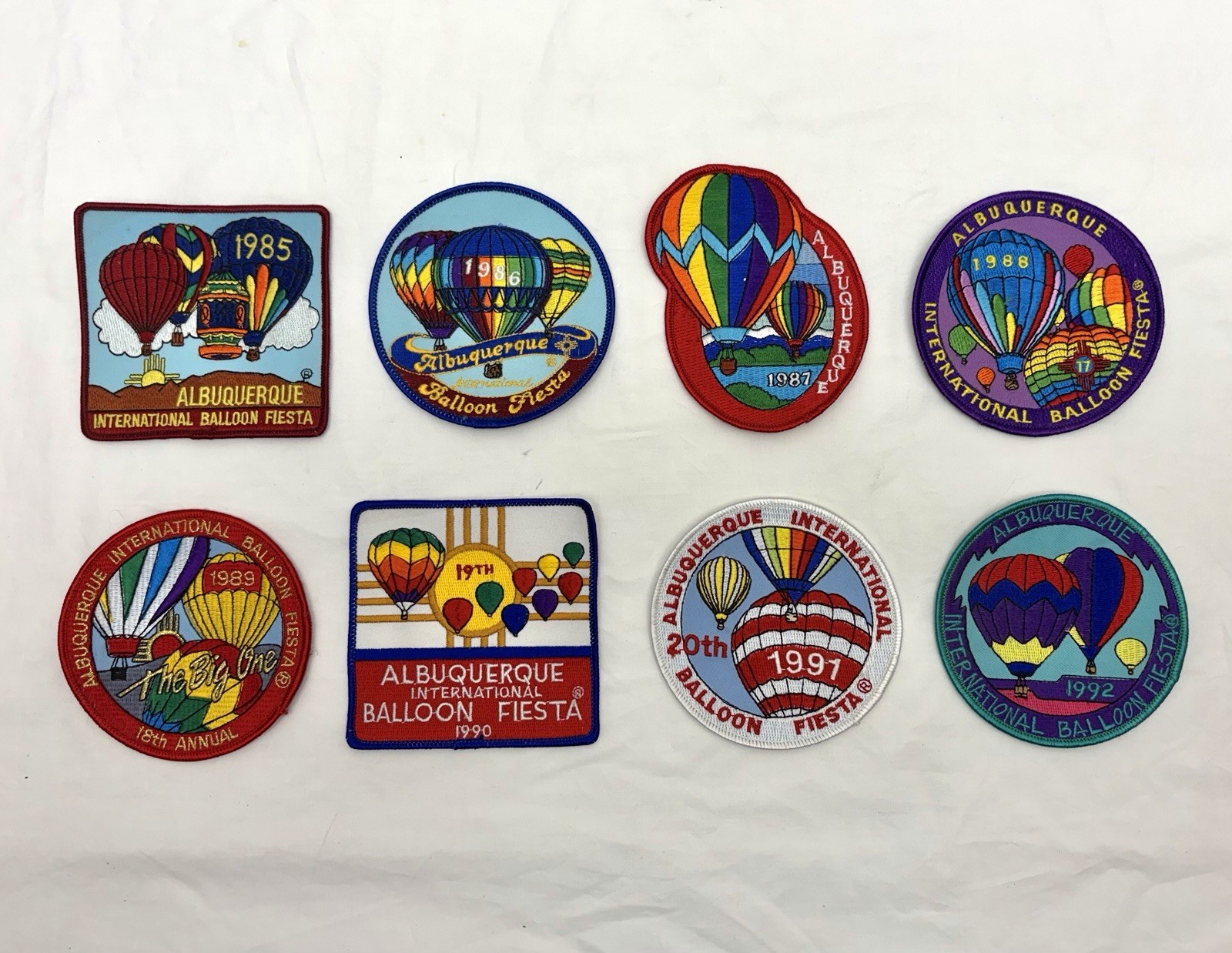 Albuquerque Vintage BALLOON FIESTA PATCHES Collectible Years 8 total 1985-1992 Albuquerque Vintage BALLOON FIESTA PATCHES Collectible Years 8 total 1985-1992