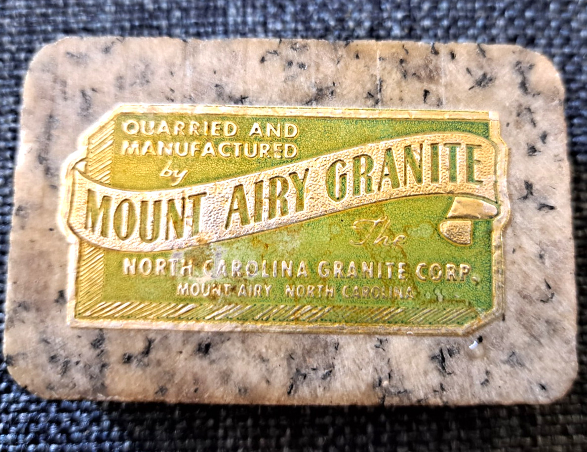 SCARCE MOUNT AIRY GRANITE CO MT AIRY NC SALESMAN SAMPLE ADVERTISING PIECE
