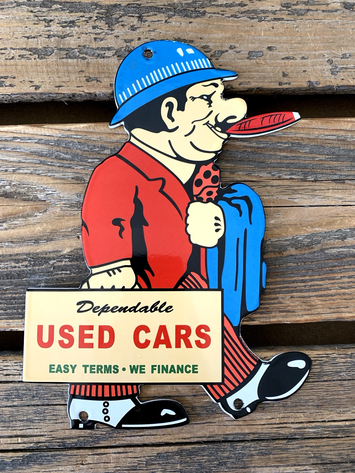 VINTAGE Dependable USED CARS DEALERSHIP 9.75x7" OIL GAS STATION PORCELAIN SIGN VINTAGE Dependable USED CARS DEALERSHIP 9.75x7" OIL GAS STATION PORCELAIN SIGN