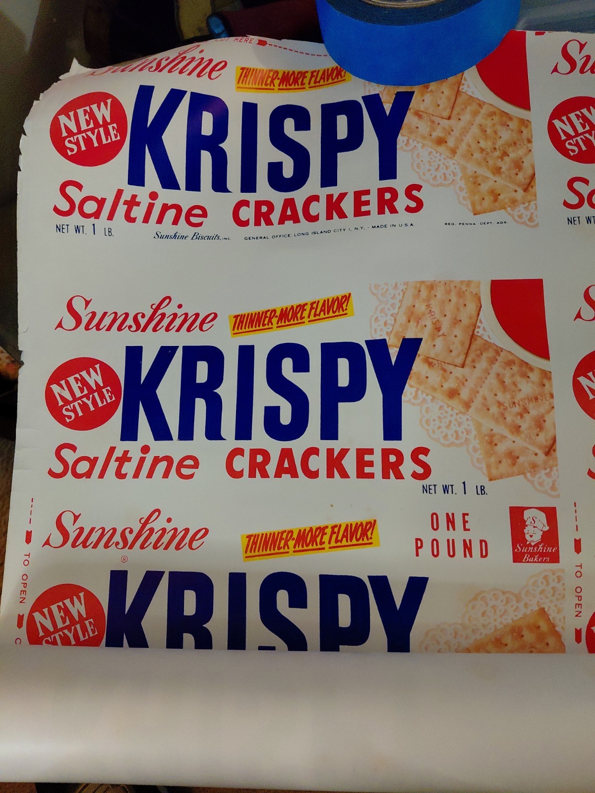 Roll of Vtg Sunshine Krispy Saltine Cracker 30 inches × 100 Ft. Est. Roll of Vtg Sunshine Krispy Saltine Cracker 30 inches × 100 Ft. Est.