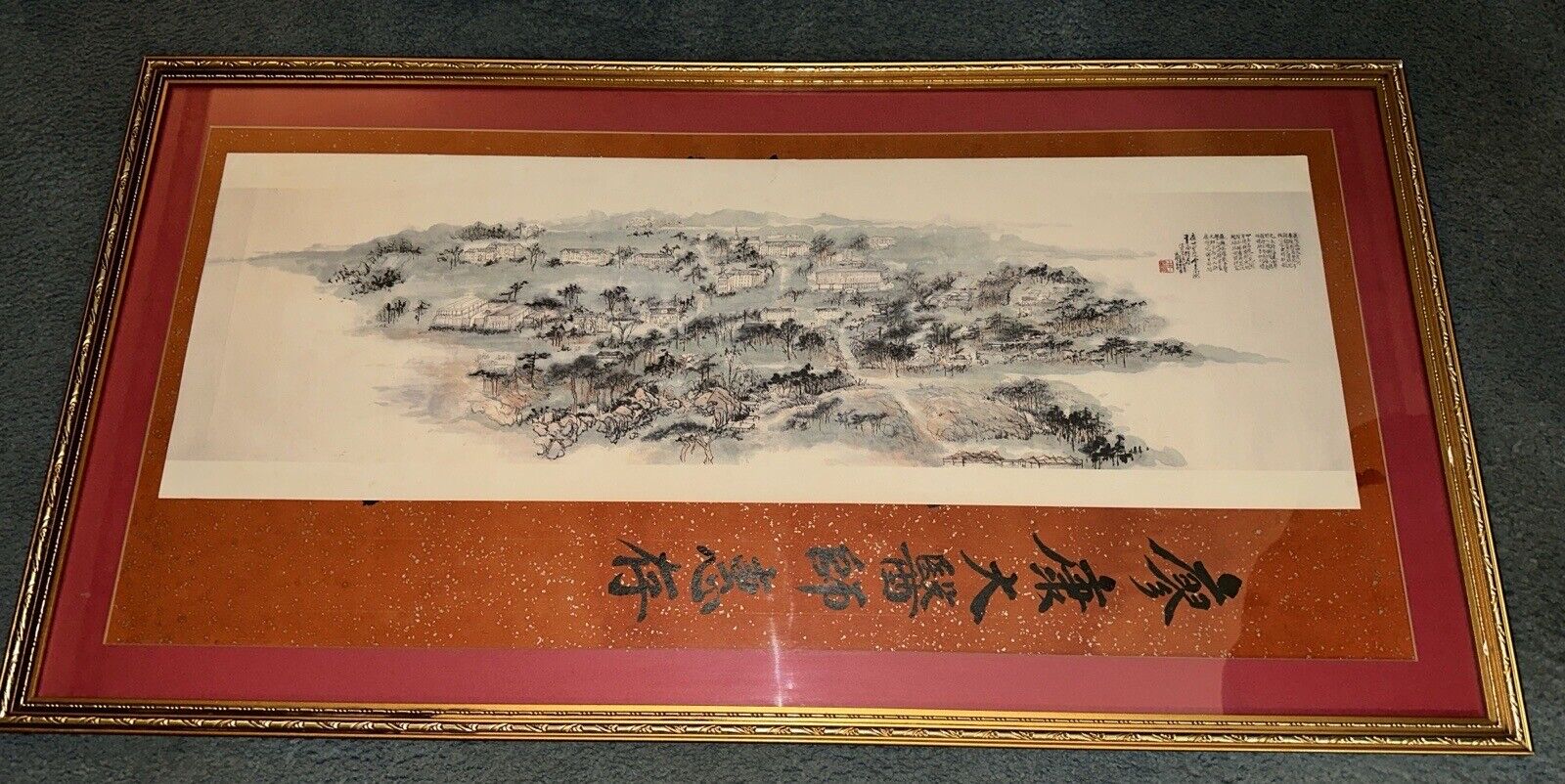 Vintage Chinese Painting Artwork By Famous Artist Charles Chu In Beautiful Frame