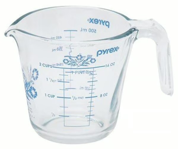 Rare New Corning ware/ Pyrex blue cornflower 60th Anniversary Measuring 2 Cup