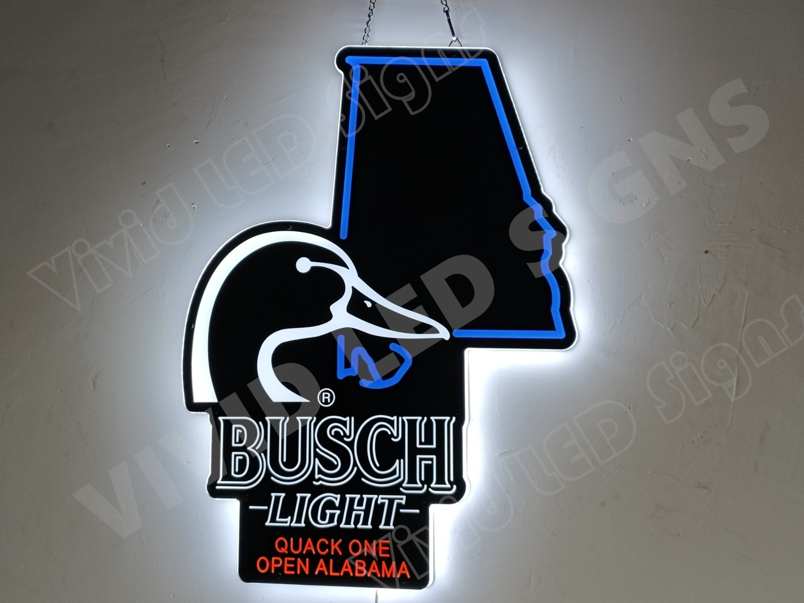Alabama State Map Quack One Open Beer 24" Vivid LED Neon Sign Light Lamp Decor