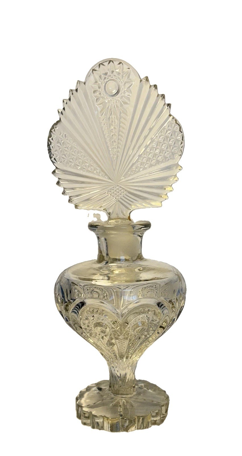 Vtg Perfume Bottle Imperial Glass Zipper Heart W Crystal Dauber 9 3/4” Colossal