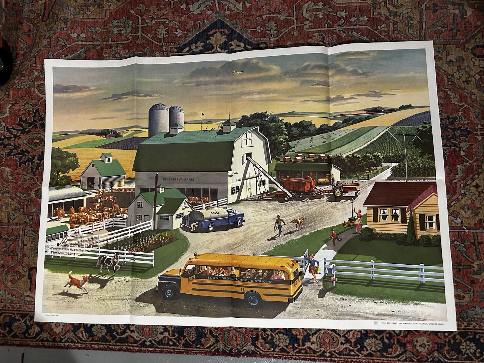 Vintage 1960 National Dairy Council Riverview Farm Teacher Aide 27x40 Poster Vintage 1960 National Dairy Council Riverview Farm Teacher Aide 27x40 Poster