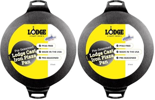Lodge Pre-Seasoned Cast Iron Pizza Pan PFAS-Free 15" Pack of 2 Lodge Pre-Seasoned Cast Iron Pizza Pan PFAS-Free 15" Pack of 2