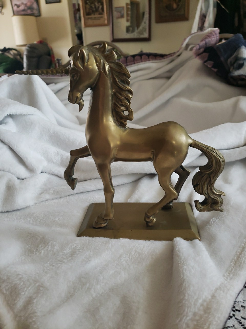 Vintage 1982 ENESCO Unicorn - Heavy Brass Statue Figurine w/ Bottom Label Vintage 1982 ENESCO Unicorn - Heavy Brass Statue Figurine w/ Bottom Label