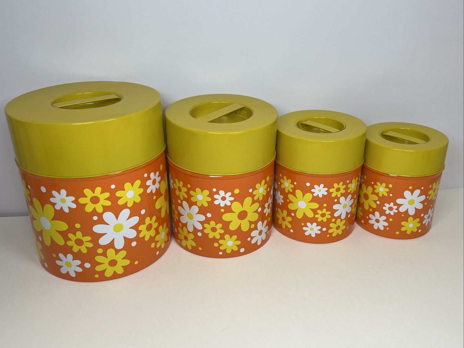 Vintage Counter Point Flower Power Nesting Canister Set Groovy Retro MCM 60s 70s Vintage Counter Point Flower Power Nesting Canister Set Groovy Retro MCM 60s 70s