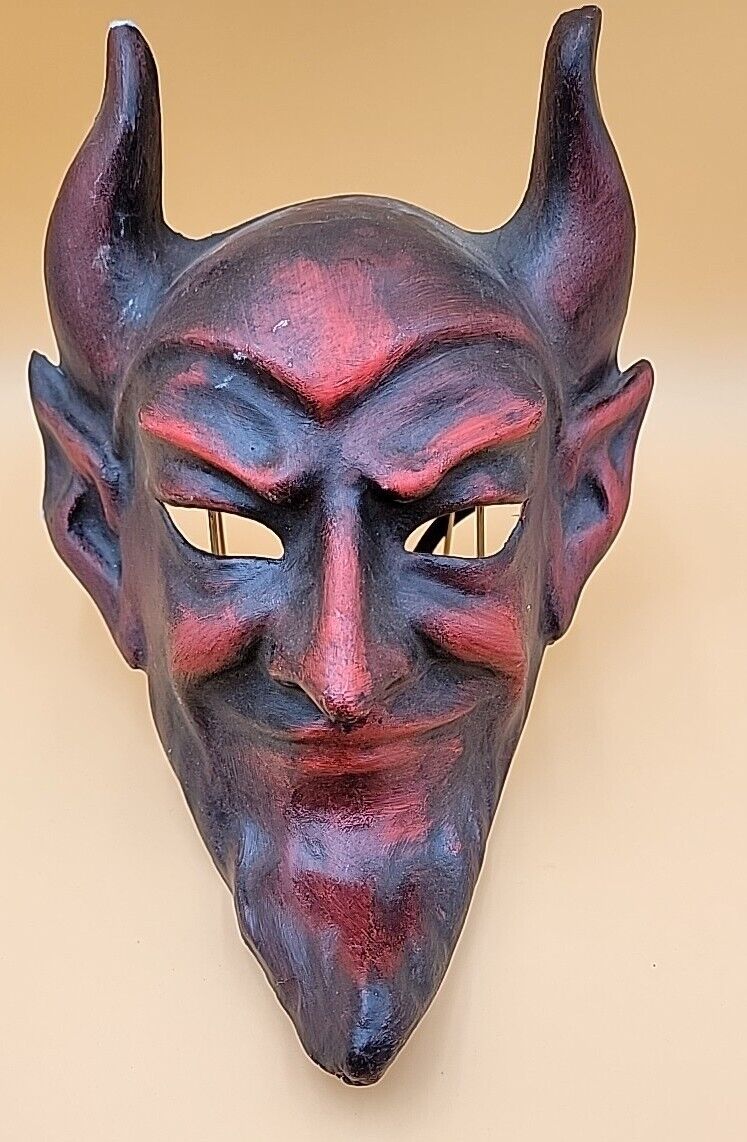 Authentic Venetian Mask IVAN MINIO Carnevale Paper Mache Venice Italy Red Devil