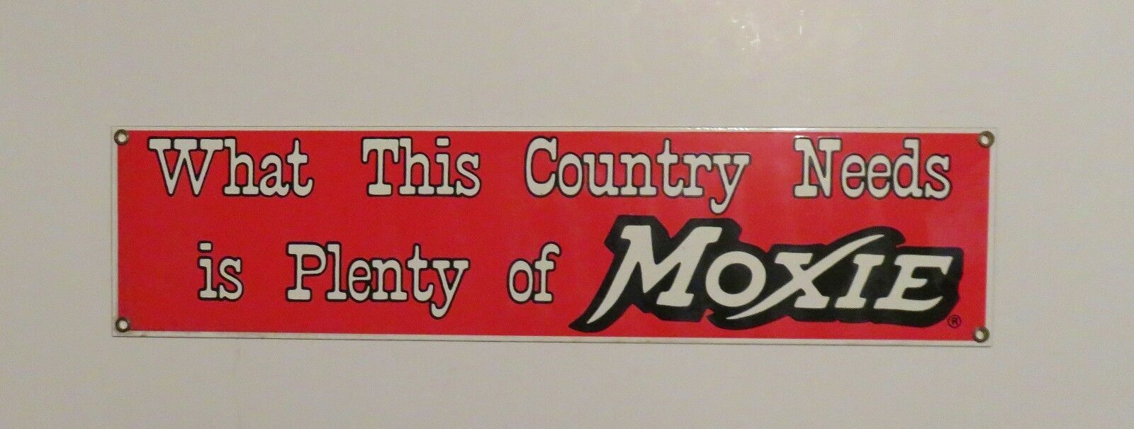 Vintage Ande Rooney Moxie Soda Porcelain Advertising Sign (NOS)