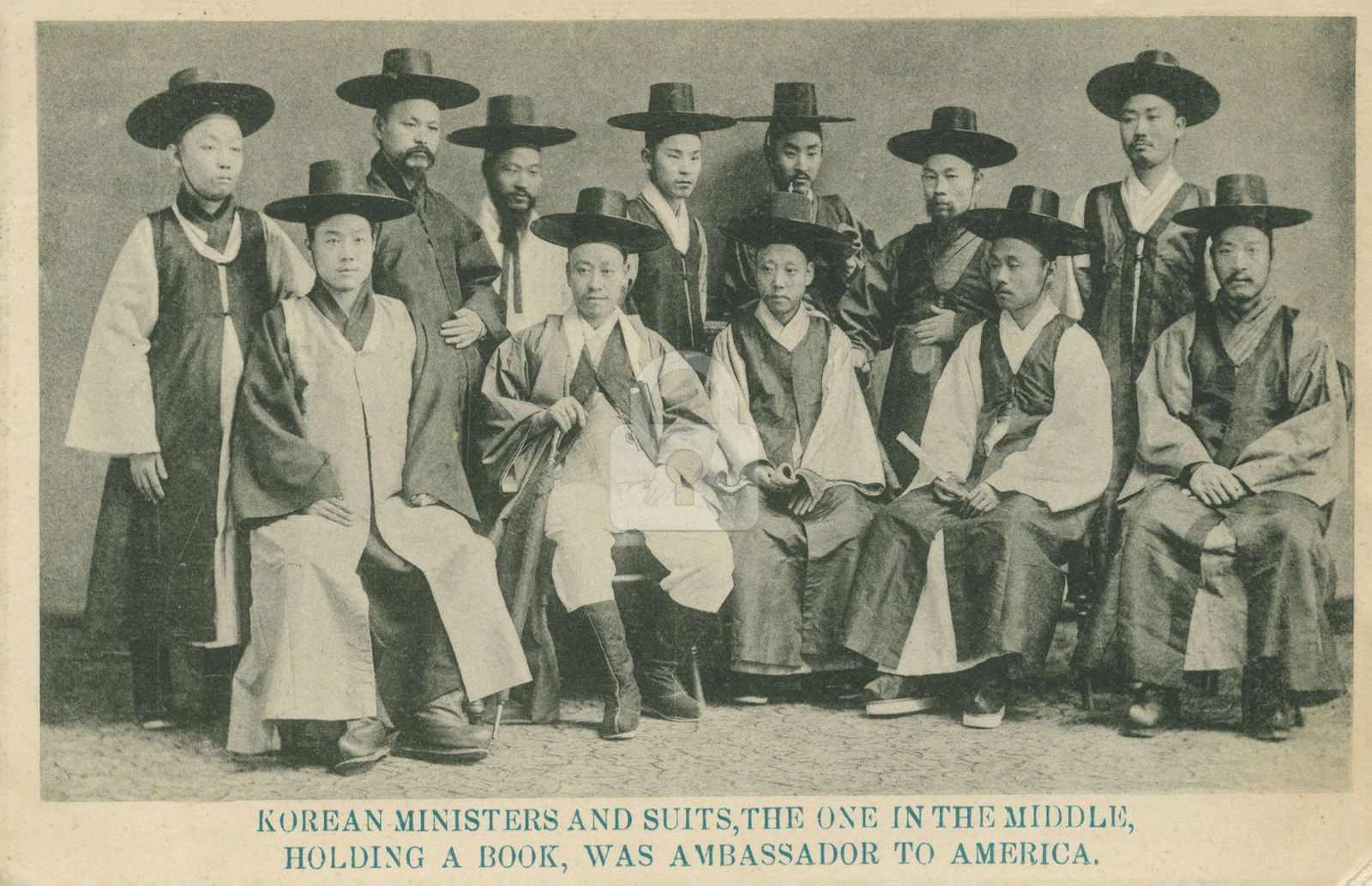 Korean Ministers 1907 RPPC Photo Postcard Copy