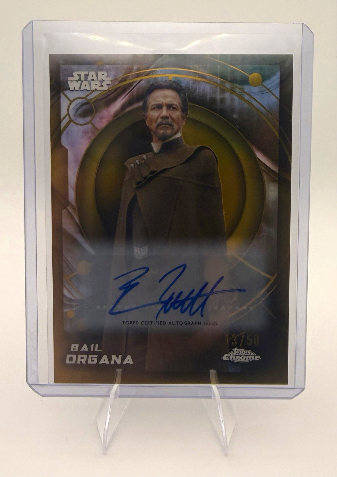 2026 Topps Chrome Star Wars Benjamin Bratt as Bail Organa Auto #130 Gold /50 2026 Topps Chrome Star Wars Benjamin Bratt as Bail Organa Auto #130 Gold /50