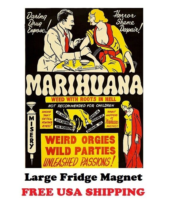 P116 LARGE Vintage Marijuana Weed Evil Poster Nice Refrigerator Magnet