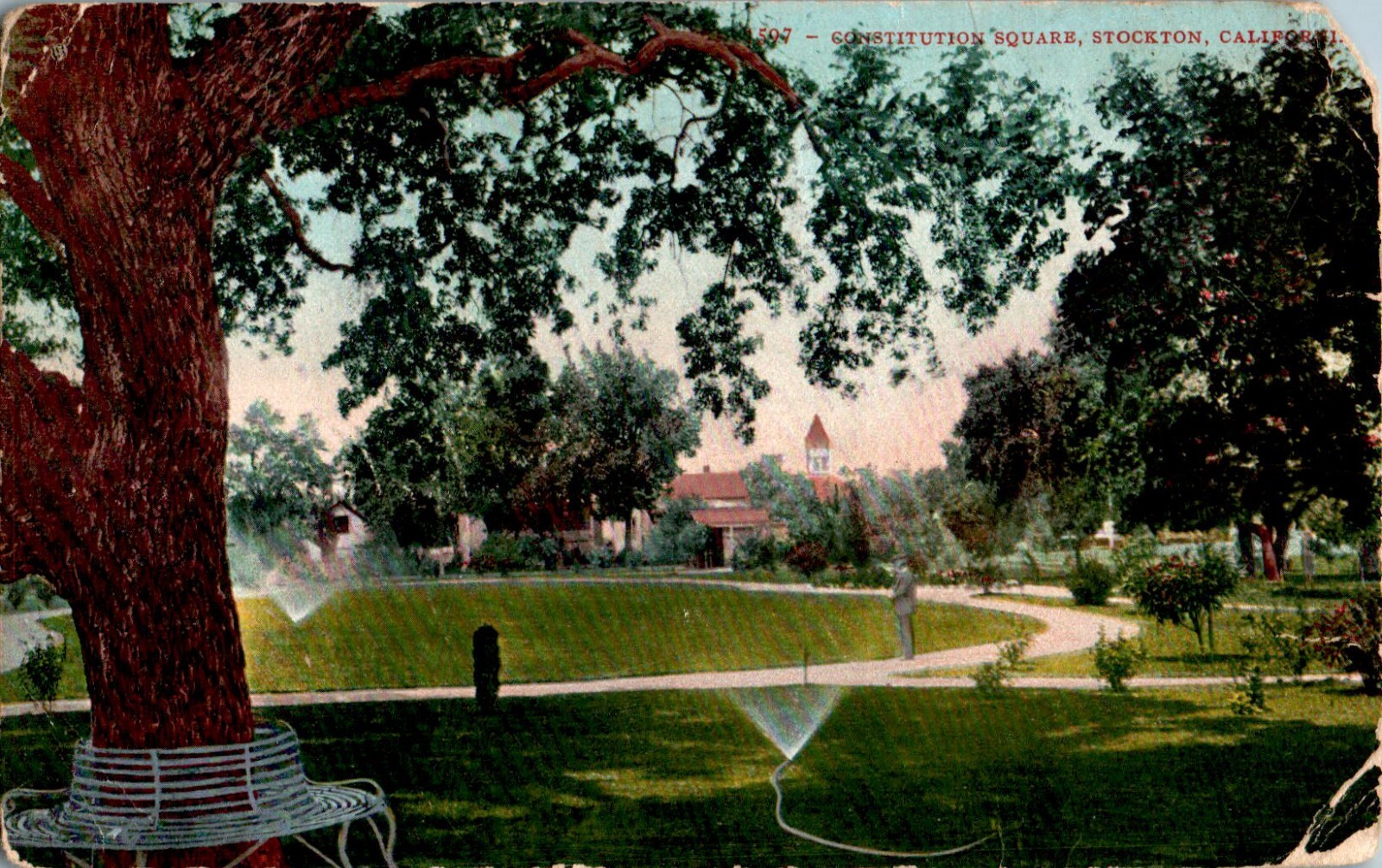Constitution Square, Stockton, California CA 1912 Postcard Constitution Square, Stockton, California CA 1912 Postcard