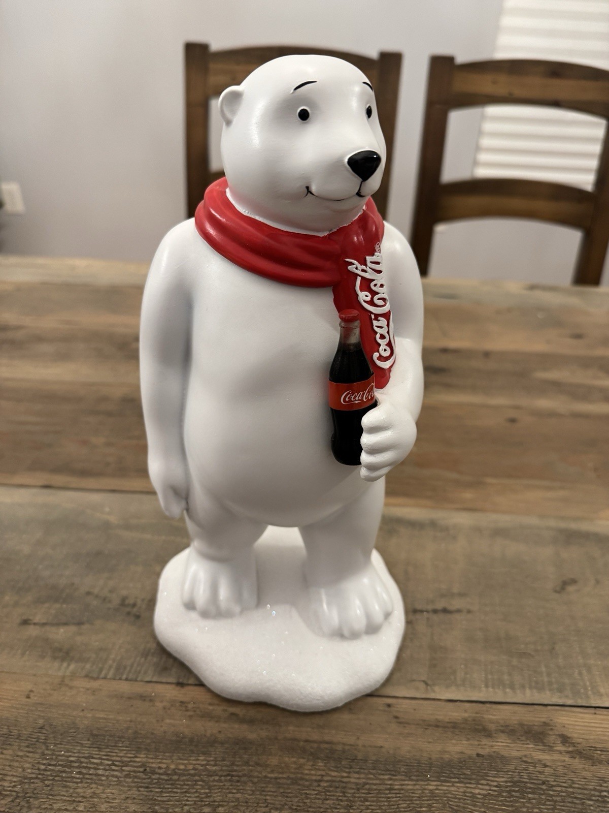 Coca-Cola Polar Bear Christmas Figurine With Bottle, 13”