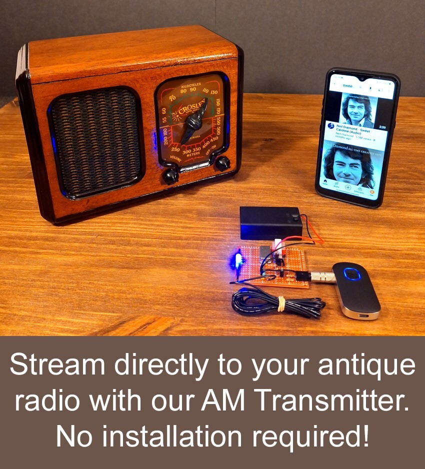 AM Transmitter - Stream Anything to Your Vintage Antique Tube Radio - Bluetooth AM Transmitter - Stream Anything to Your Vintage Antique Tube Radio - Bluetooth