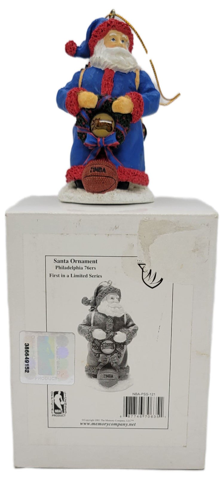 Memory Company 2001 NBA Philadelphia 76ers Santa Ornament Memory Company 2001 NBA Philadelphia 76ers Santa Ornament