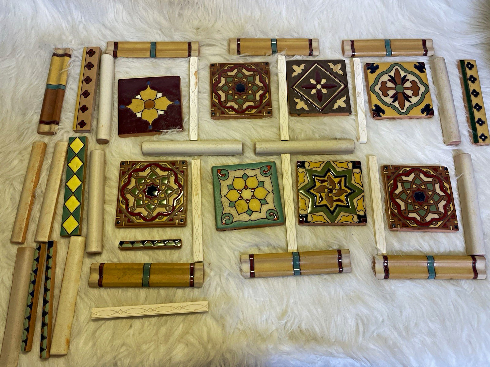 California Tile Ceramic Signed Relief Multicolor 4”Rounded Corner Pieces Extras California Tile Ceramic Signed Relief Multicolor 4”Rounded Corner Pieces Extras