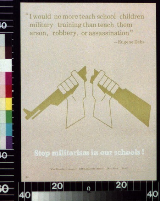 Photo:New York NY 1910s Eugene Debs Stop Militarism in Our Schools Poster Photo:New York NY 1910s Eugene Debs Stop Militarism in Our Schools Poster