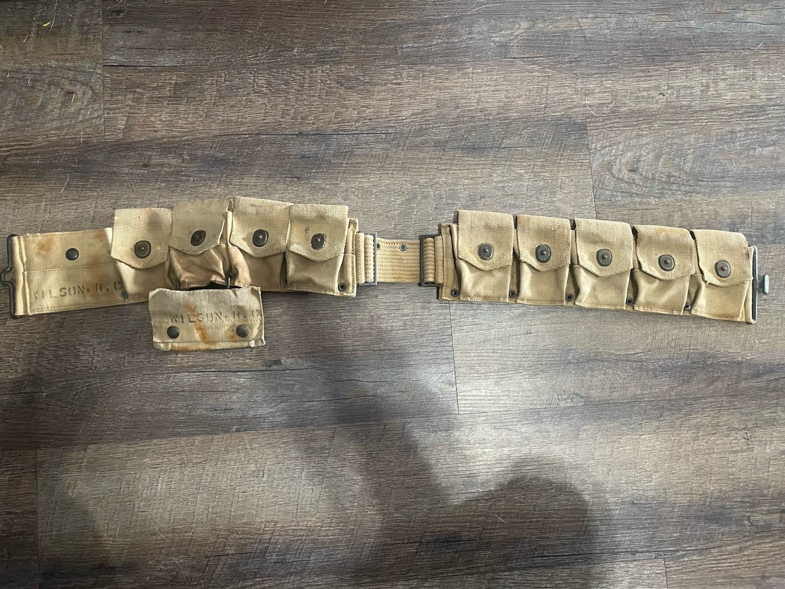 WW1 US Named Cartridge Belt With Same Named First Aid Pouch