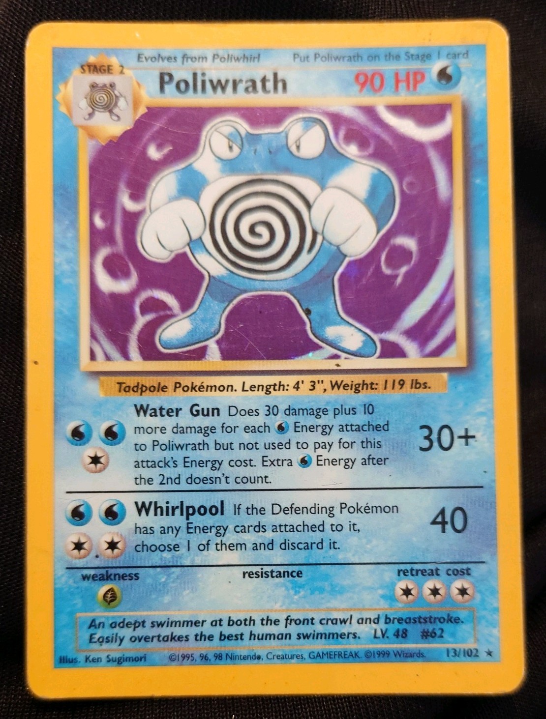 Poliwrath 13/102 Holo Rare - Base Set - Pokémon TCG WOTC 1999 HP / Damaged Poliwrath 13/102 Holo Rare - Base Set - Pokémon TCG WOTC 1999 HP / Damaged