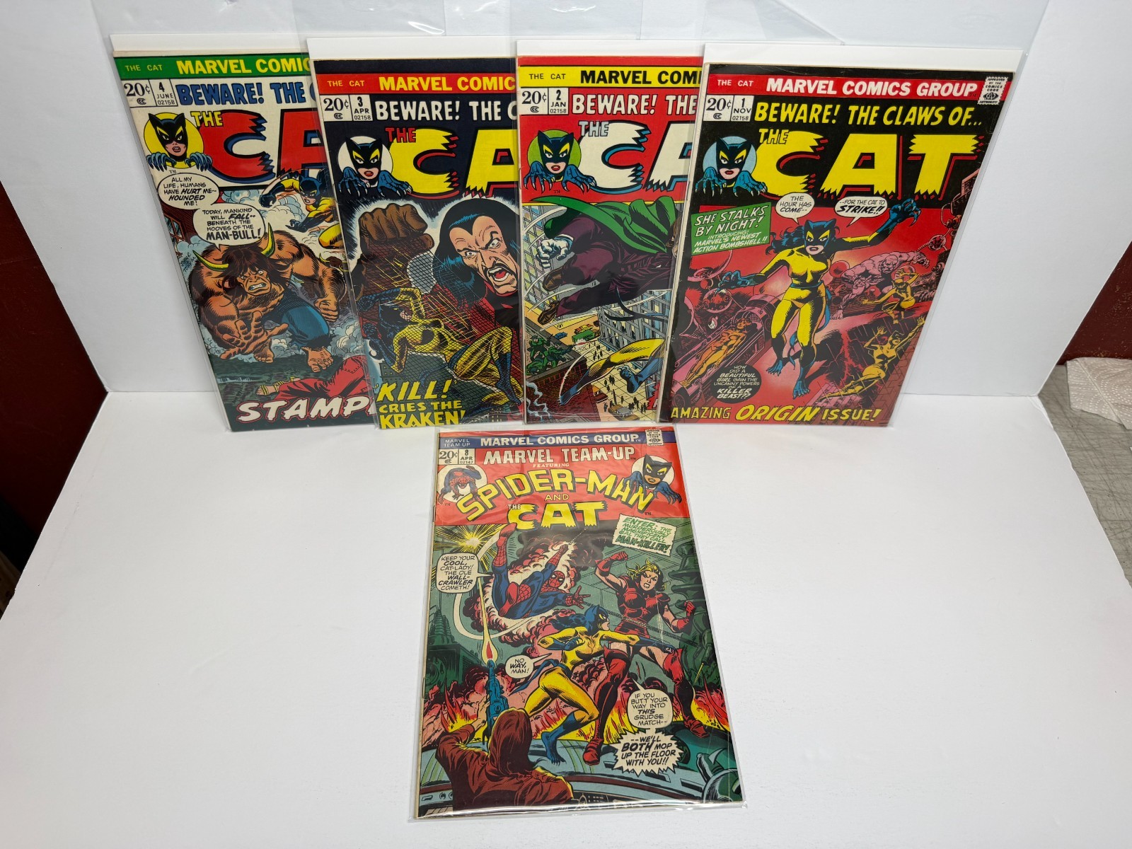 Beware the Claws of Cat #1-4, Marvel Team-Up #8 (1972) FULL RUN High Grade Set