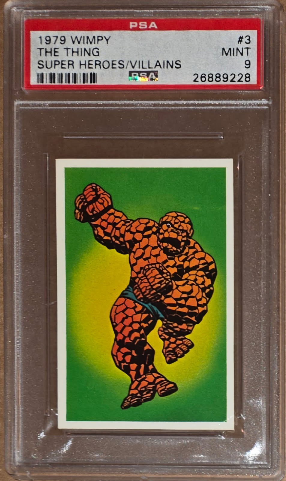 THE THING TRUE ROOKIE CARD RC 1979 MARVEL #3 WIMPY'S GRADED PSA 9 THE THING TRUE ROOKIE CARD RC 1979 MARVEL #3 WIMPY'S GRADED PSA 9