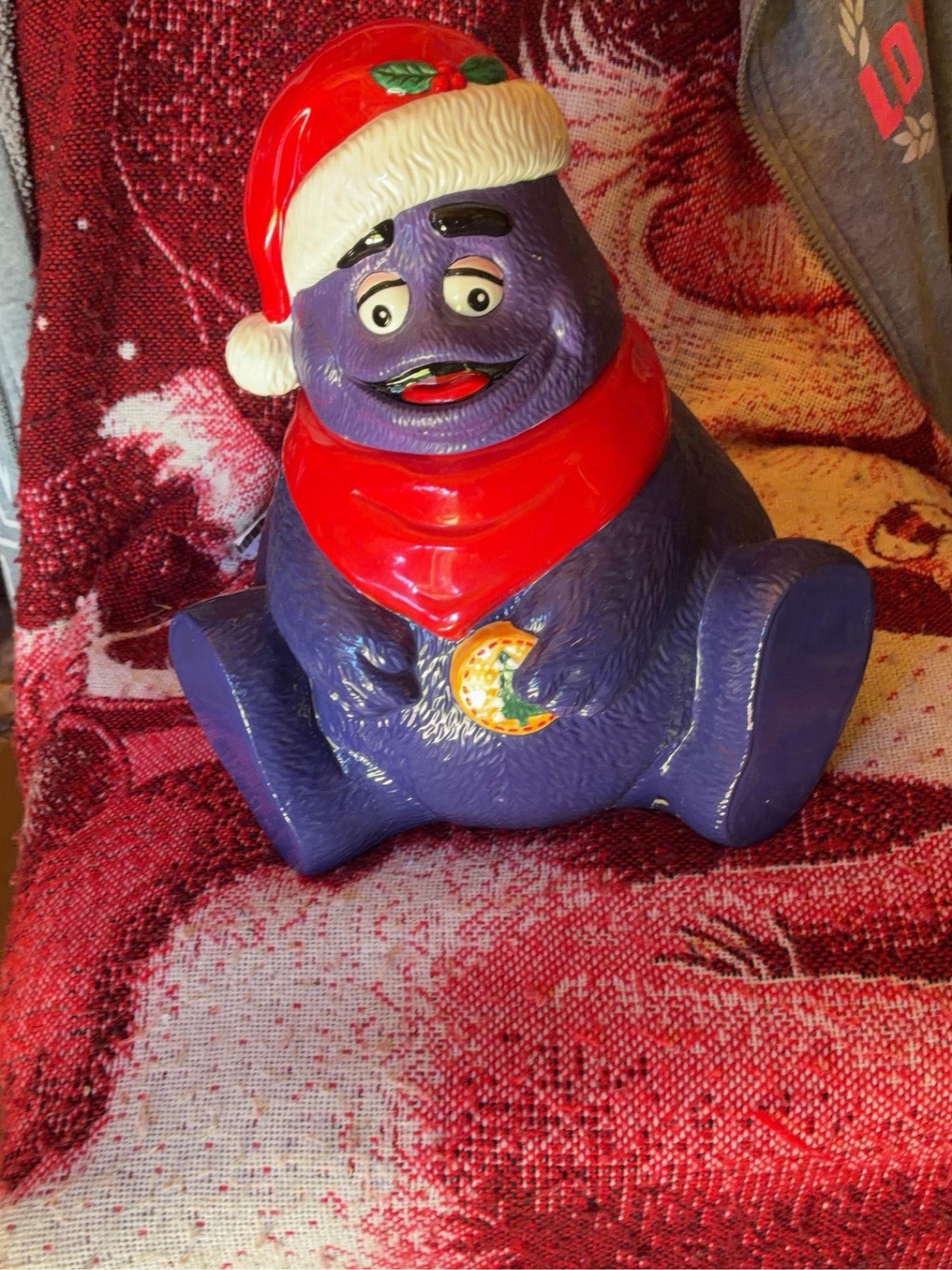 McDonald's Grimace Christmas Santa Hat Cookie Jar