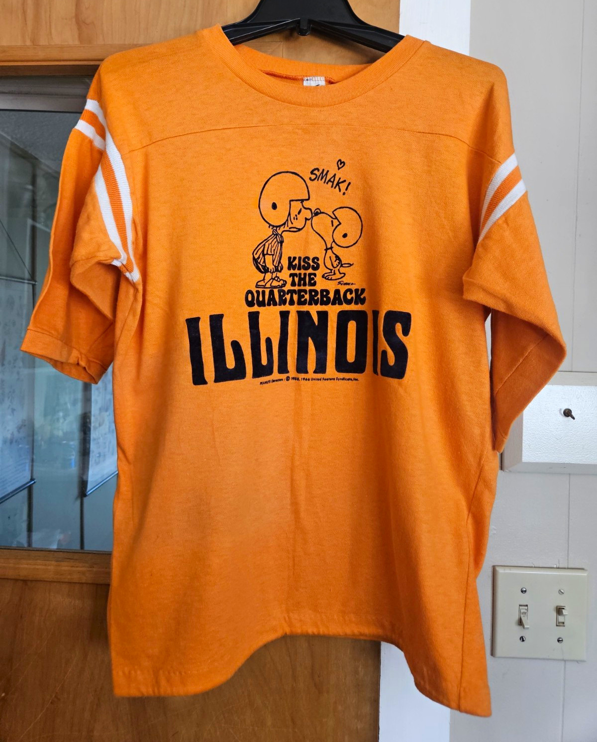 RARE Vintage 80s Artex Jostens Illinois Snoopy Peanuts Football Tee Orange RARE Vintage 80s Artex Jostens Illinois Snoopy Peanuts Football Tee Orange