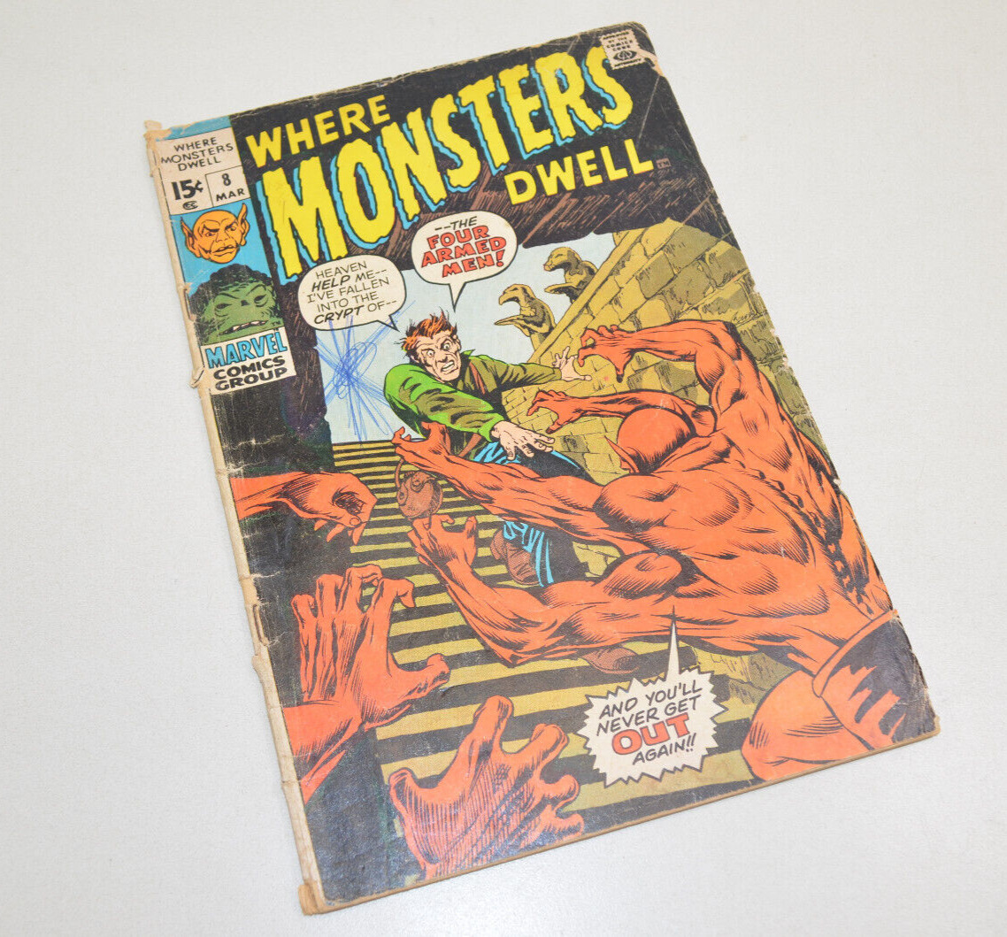 Vintage WHERE MONSTERS DWELL #8 Comic Book 1969 Good Silver Age Horror