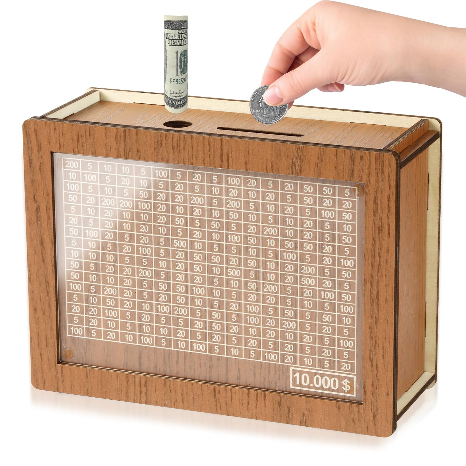 10000 Savings Challenge Box, Money Saver Box 10k Smash, Wooden Digital Save P... 10000 Savings Challenge Box, Money Saver Box 10k Smash, Wooden Digital Save P...