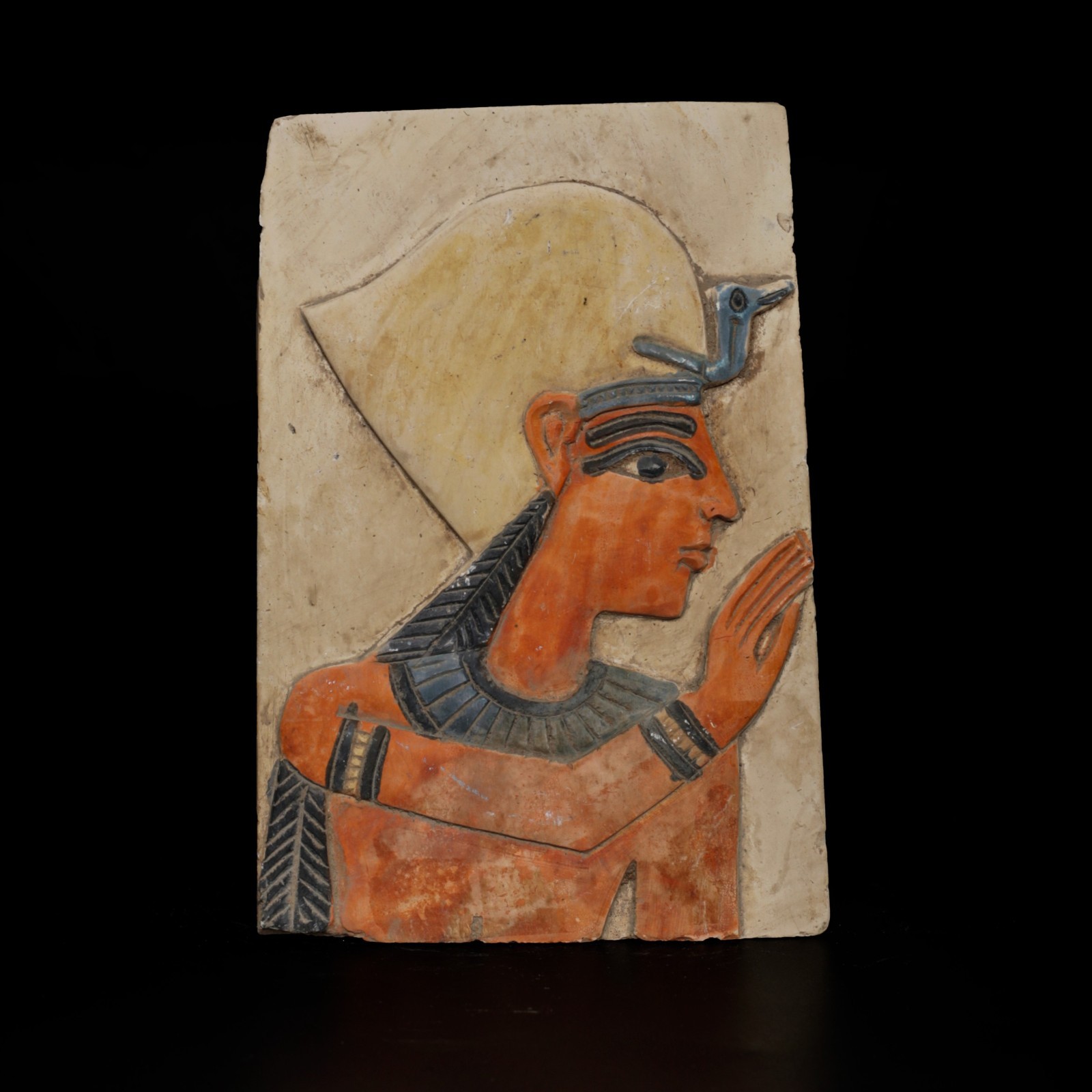 Pharaonic relief carved limestone wall panel of divine rites, Egyptian artifact