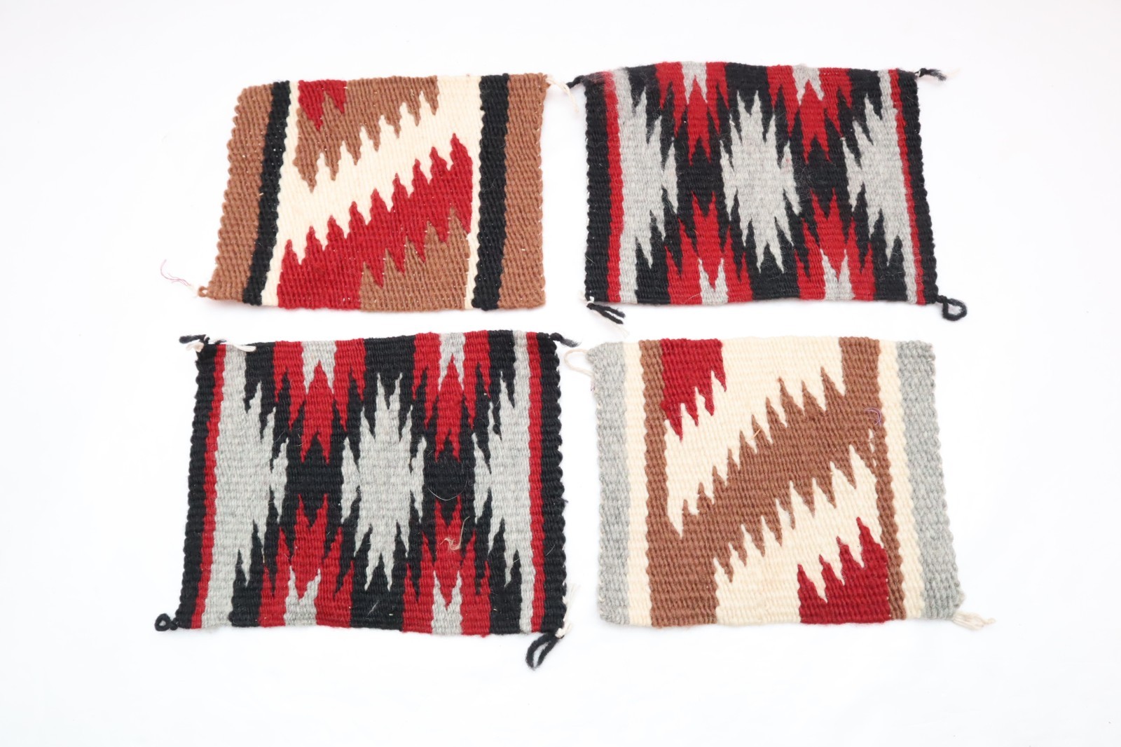 LOT 4 Small Navajo Rugs Native American Indian Vintage Mats Weavings 7" Wide LOT 4 Small Navajo Rugs Native American Indian Vintage Mats Weavings 7" Wide