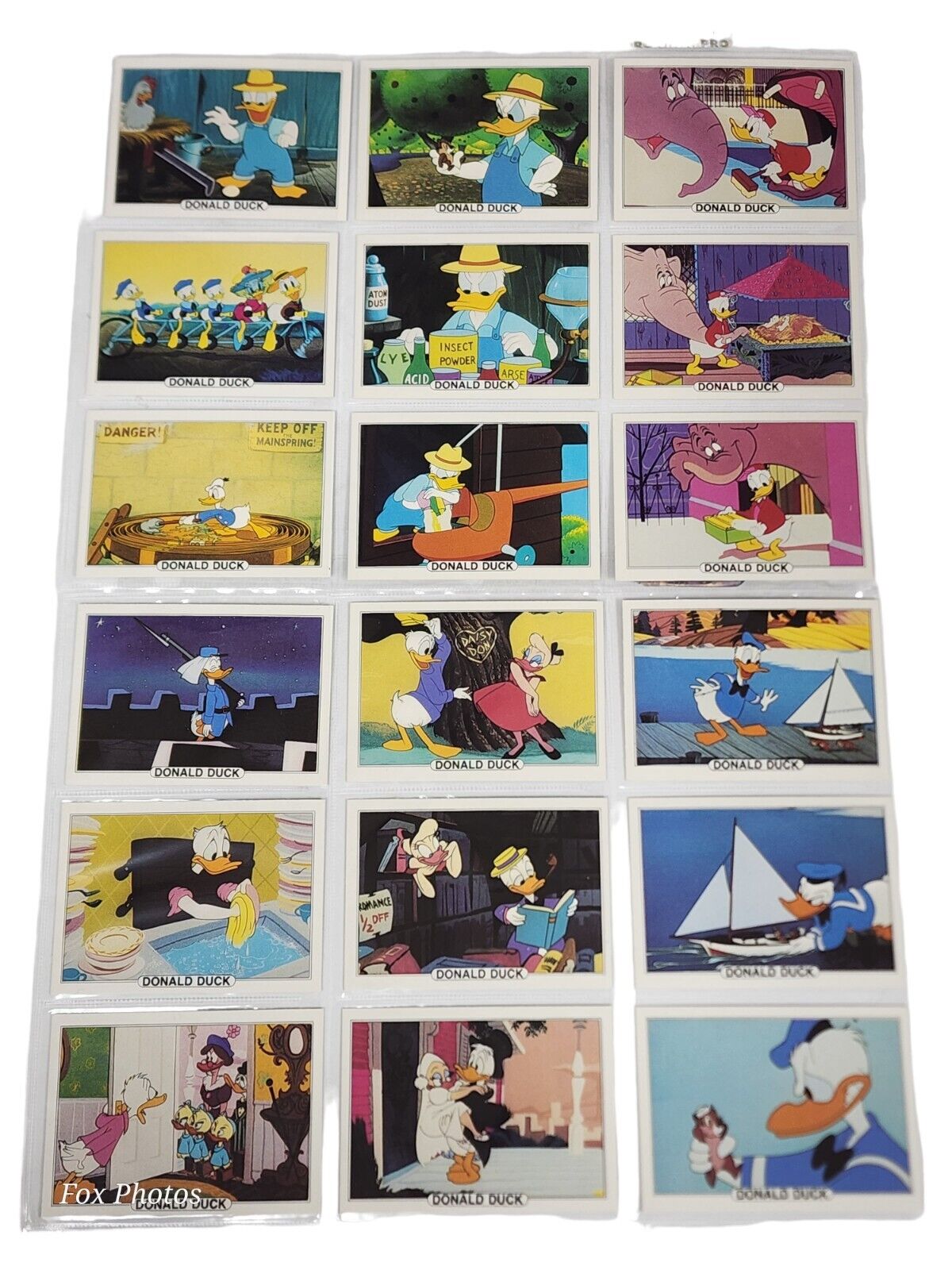 Disney Donald Duck Trading Cards Complete Movie Scene Collectible Full Set 1-18