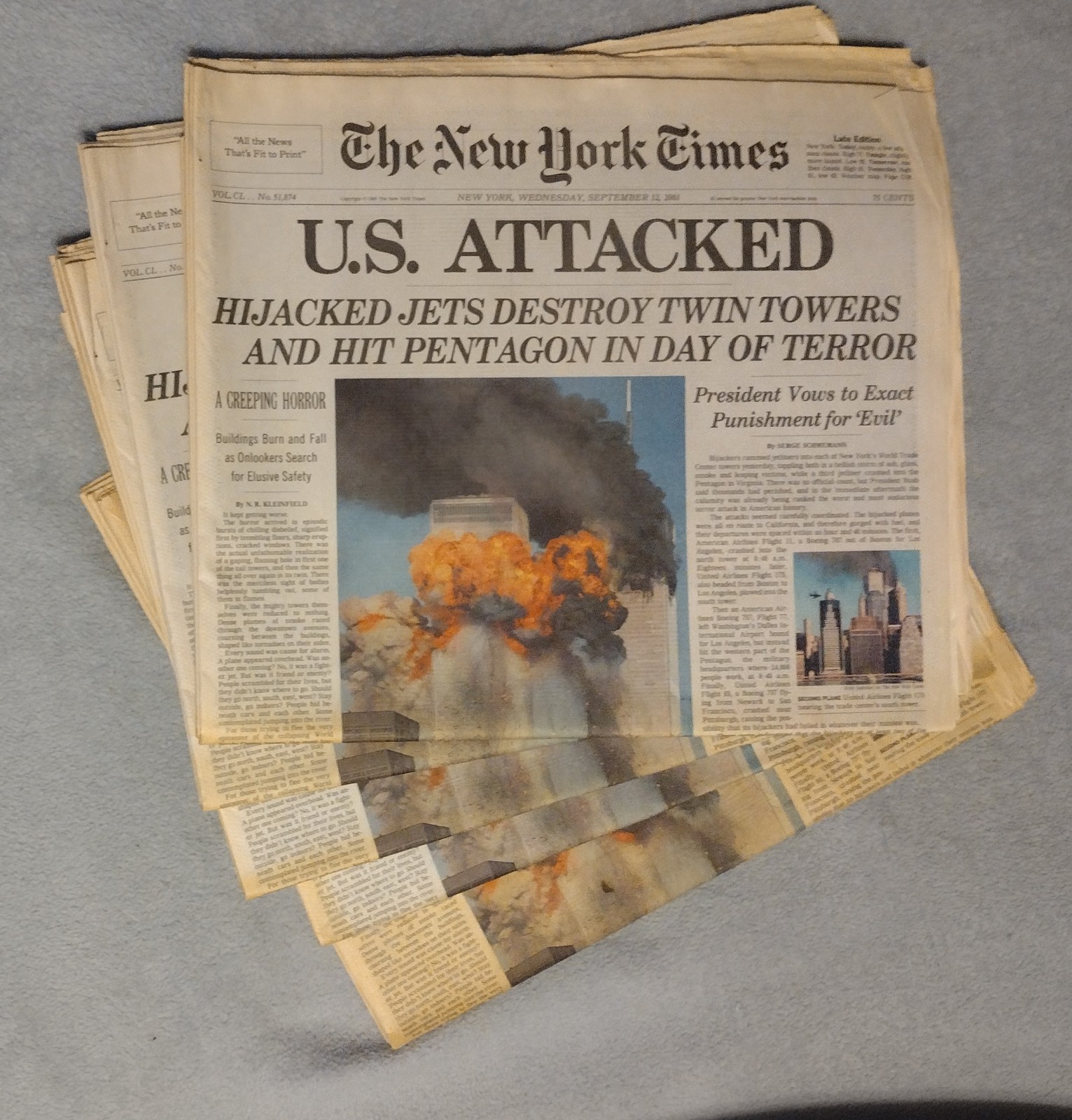 Original & Complete New York Times NLE from Sept. 12. 2001 , WTC Attack VGC Original & Complete New York Times NLE from Sept. 12. 2001 , WTC Attack VGC
