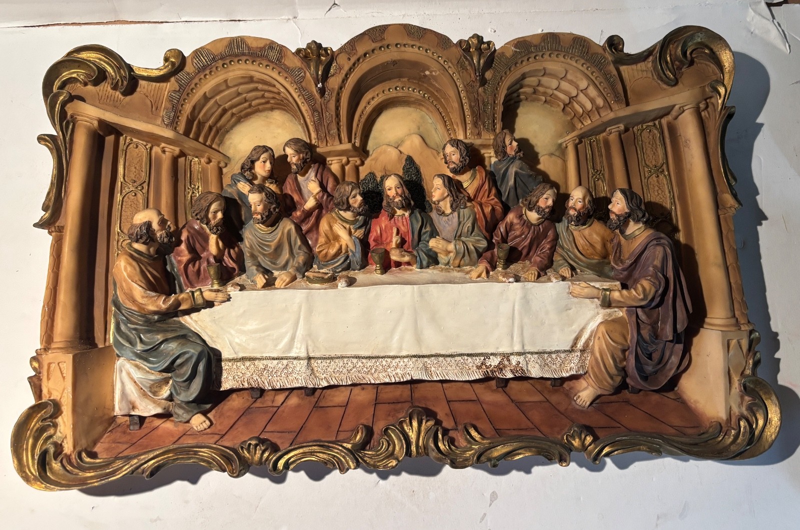 VTG MCM Vittoria Collection handmade Fiberglass Last Supper wall plaque 3D VTG MCM Vittoria Collection handmade Fiberglass Last Supper wall plaque 3D