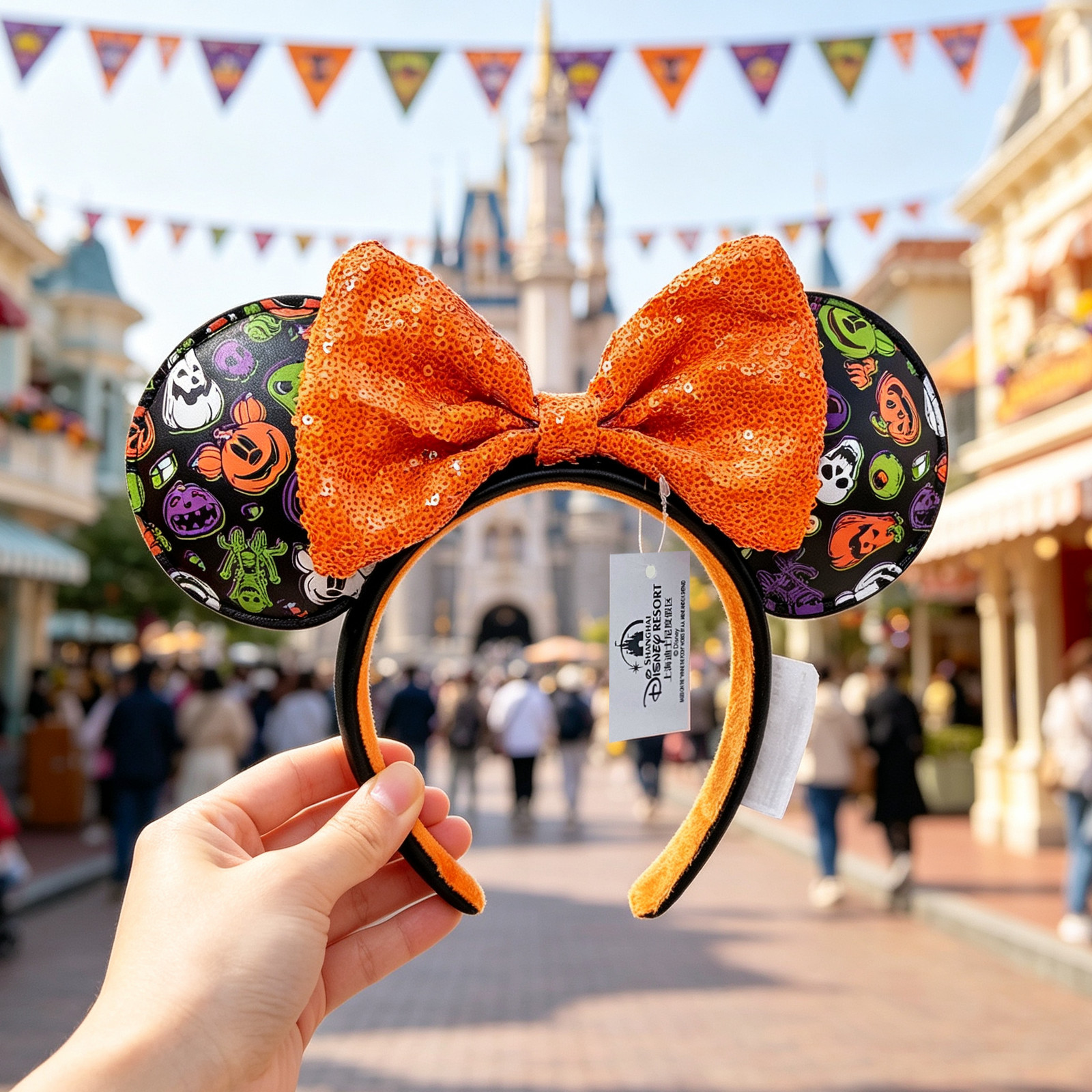 Disney-Parks 2025 Halloween Glow In The Dark Pumpkins Minnie Mouse Ears Headband Disney-Parks 2025 Halloween Glow In The Dark Pumpkins Minnie Mouse Ears Headband
