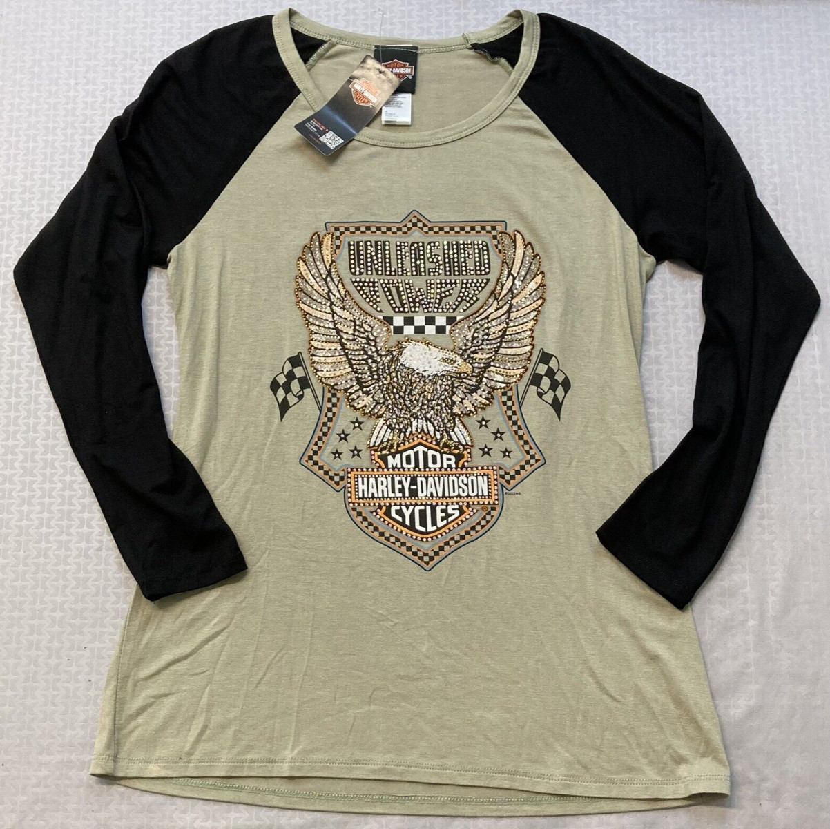 NEW GENUINE HARLEY DAVIDSON HT4723SAG WOMEN'S XSMALL UNLEASED POWER L/S SAGE NEW GENUINE HARLEY DAVIDSON HT4723SAG WOMEN'S XSMALL UNLEASED POWER L/S SAGE