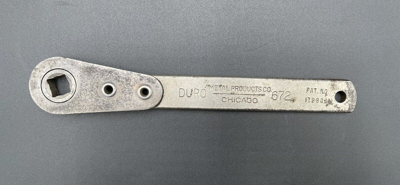 Vintage Duro Metal Products Co. 672 Square Drive Ratchet, Made in USA Chicago