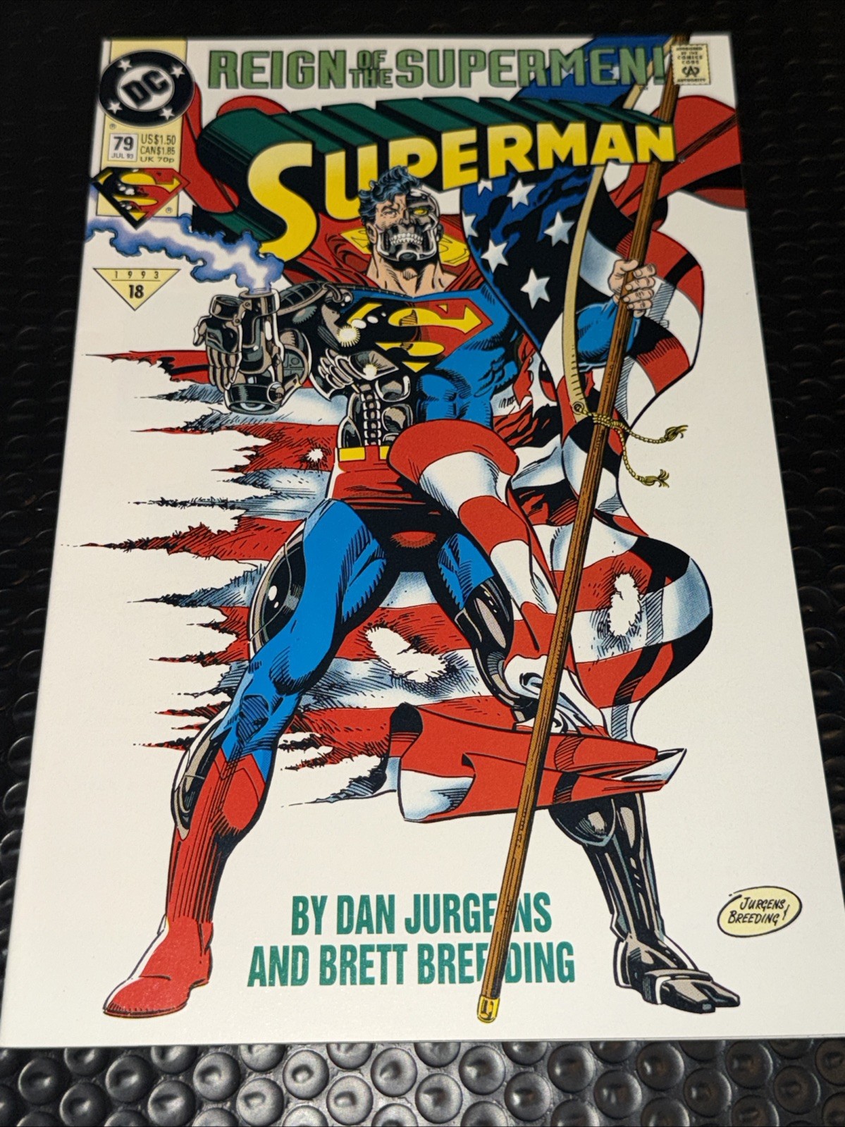 Superman #79 Newsstand (1993) Reign of the Supermen Cyborg Cover DC Comics - NM Superman #79 Newsstand (1993) Reign of the Supermen Cyborg Cover DC Comics - NM