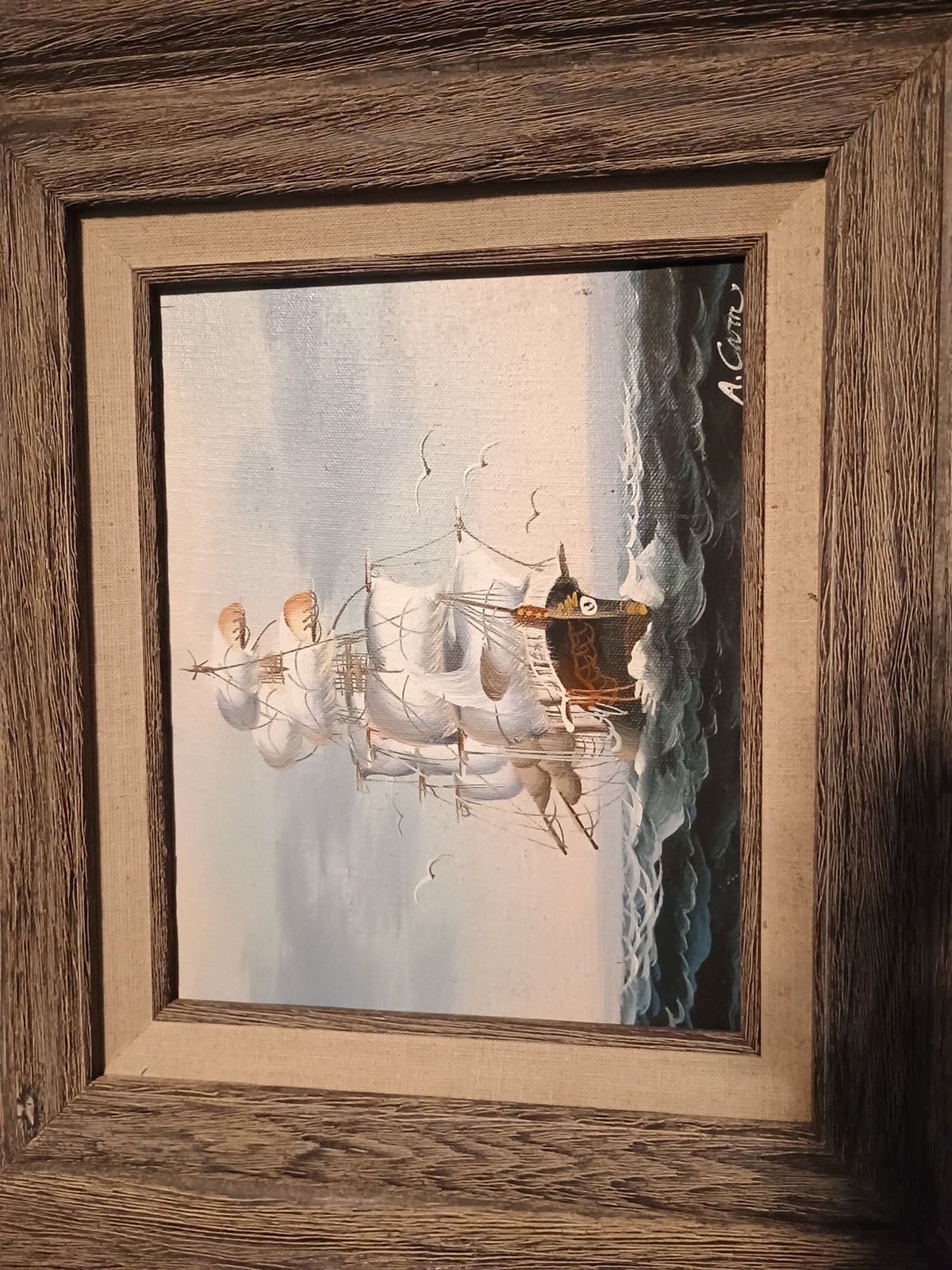 Original Oil Painting By Amos Carr 9"X11" Clipper Ship Original Oil Painting By Amos Carr 9"X11" Clipper Ship