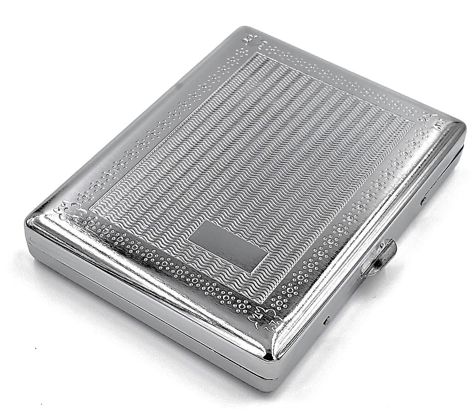 Retro Metal Cigarette Case Double Sided King & 100s Grooved Pattern RFID