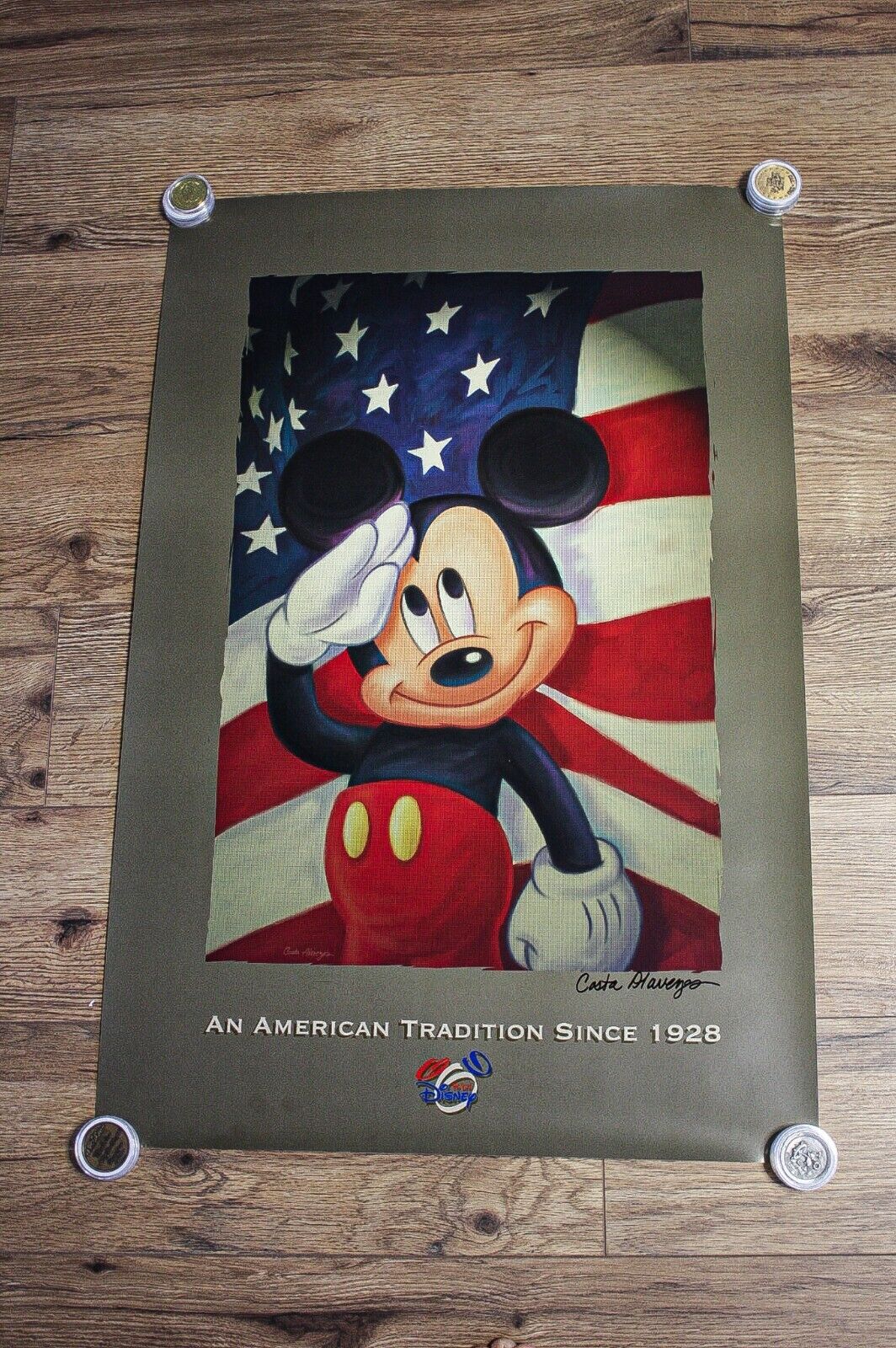 Americana Mickey Mouse Poster with artist signaure - RARE