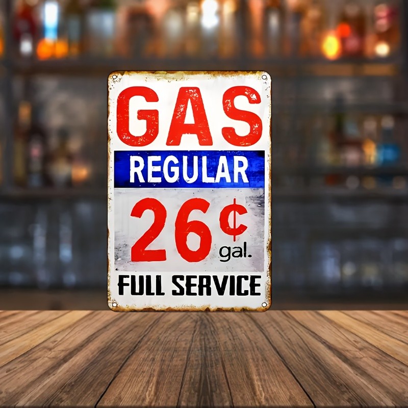 Vintage Gas Station Tin Metal Signs - 8*12 Inch Vintage Iron Wall Art, Full Serv Vintage Gas Station Tin Metal Signs - 8*12 Inch Vintage Iron Wall Art, Full Serv