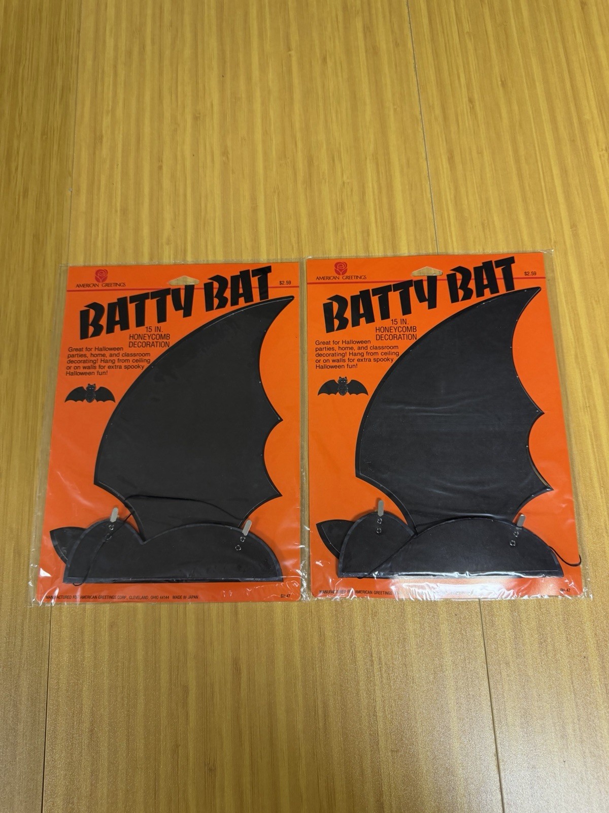 Lot Of 2 Vintage Factory Sealed Halloween Batty Bat 15" Honeycomb Decorations Lot Of 2 Vintage Factory Sealed Halloween Batty Bat 15" Honeycomb Decorations