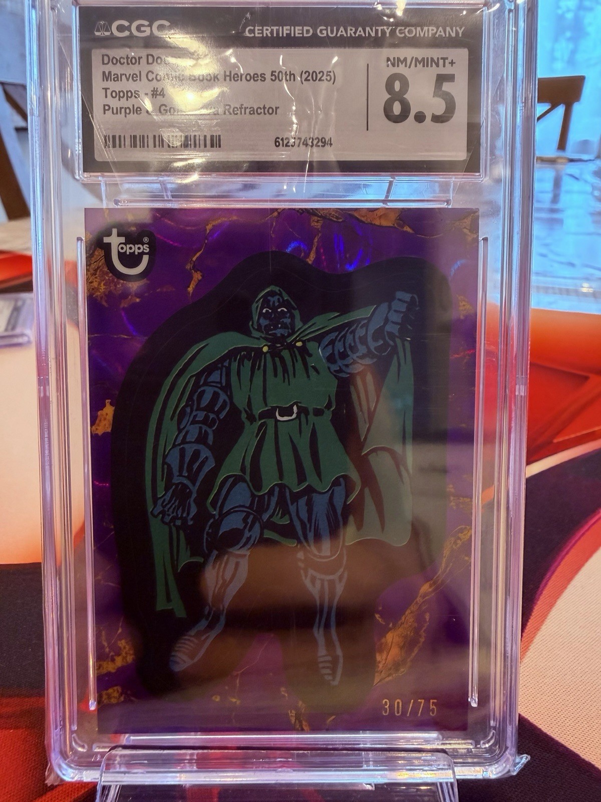 2025 Topps Marvel Comic Book Heroes 50th Doctor Doom Purple /75 CGC 8.5 2025 Topps Marvel Comic Book Heroes 50th Doctor Doom Purple /75 CGC 8.5