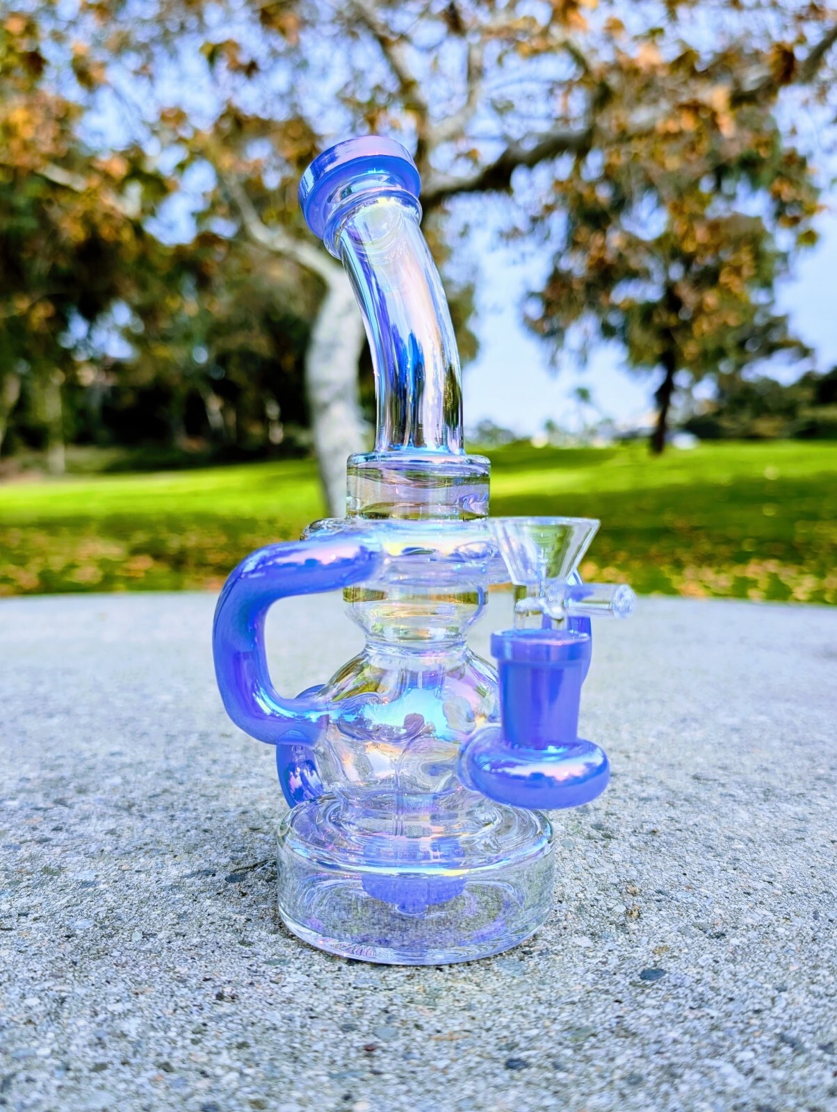 8" Blue Rainbow Recycler Matrix Tobacco Smoking Water Pipe Hookah Bubbler Bong 8" Blue Rainbow Recycler Matrix Tobacco Smoking Water Pipe Hookah Bubbler Bong